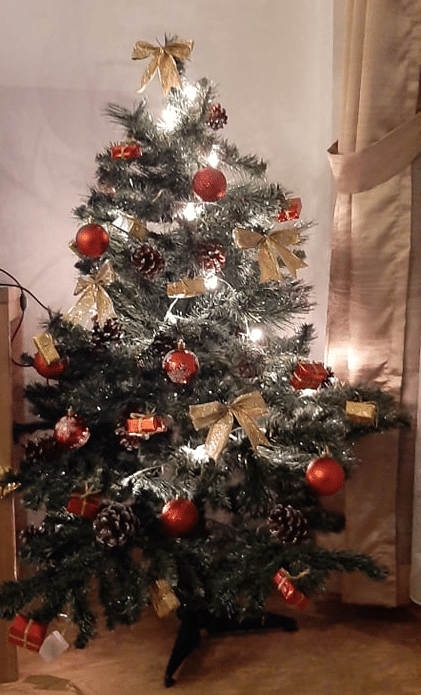 Katie and Jake's Christmas tree at their home in Hanoi