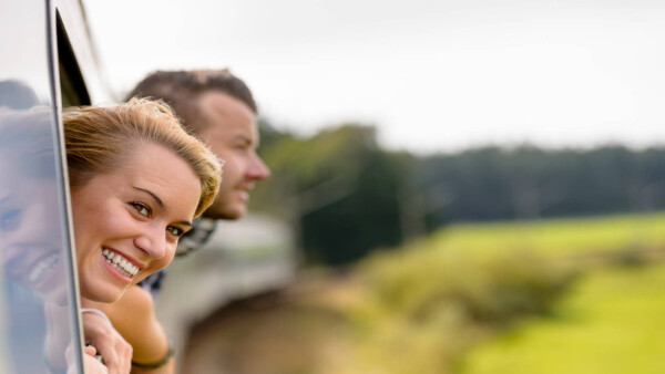 Couple on a train