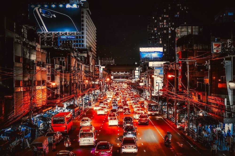 Bangkok traffic at night