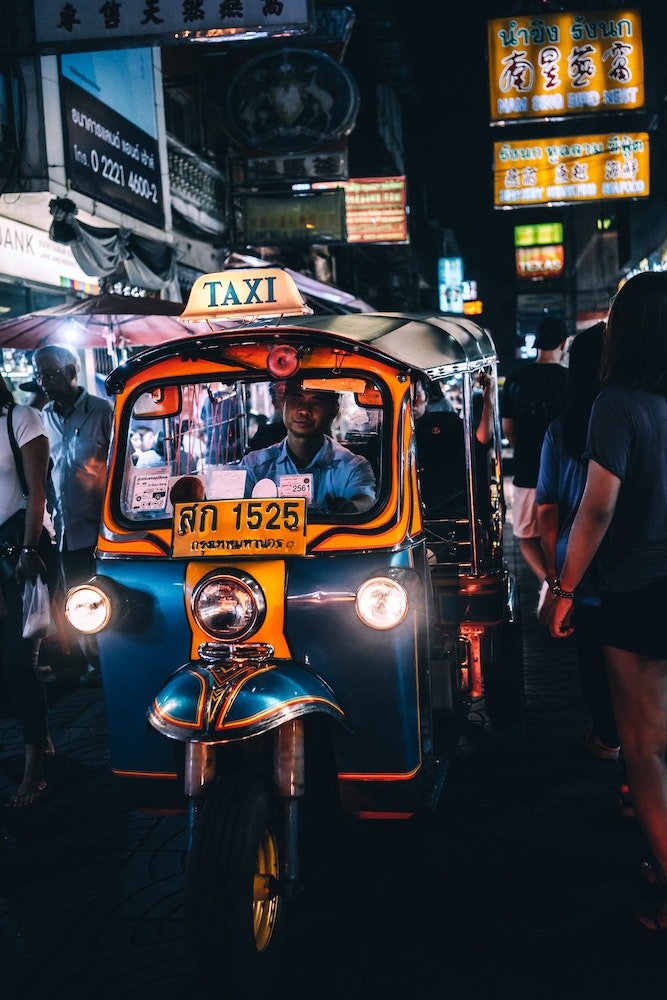 Bangkok tuk tuk at night