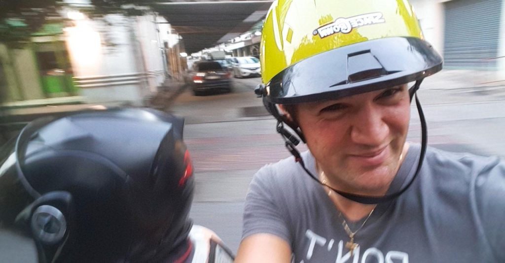 Riding pillion in Bangkok is an adventure.