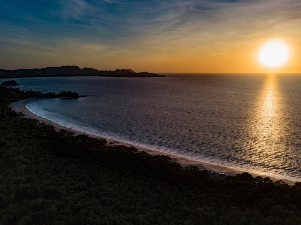 orange sunset over the water