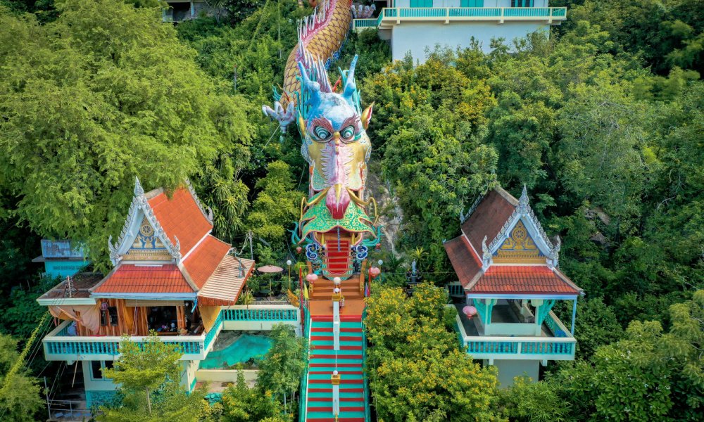 Temple in the shape of a dragon in Kanchanaburi