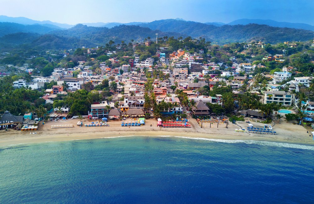 aerial view of Sayulita beach Mexico