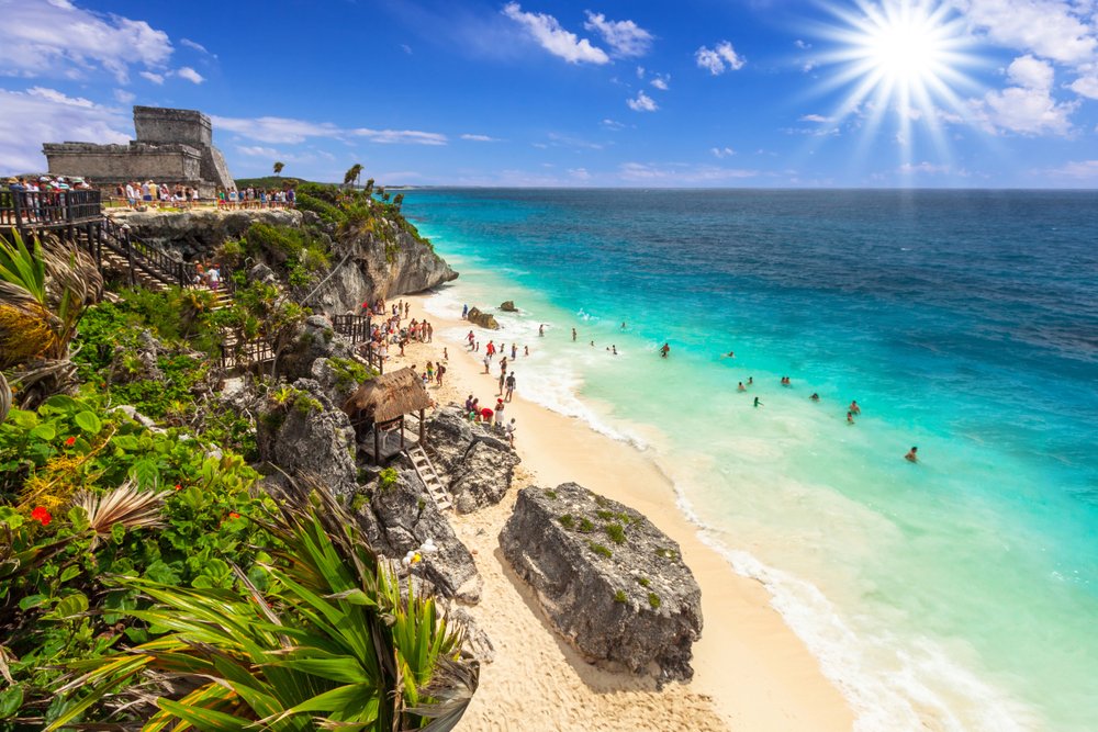 Tulum ruins and beach in Mexico