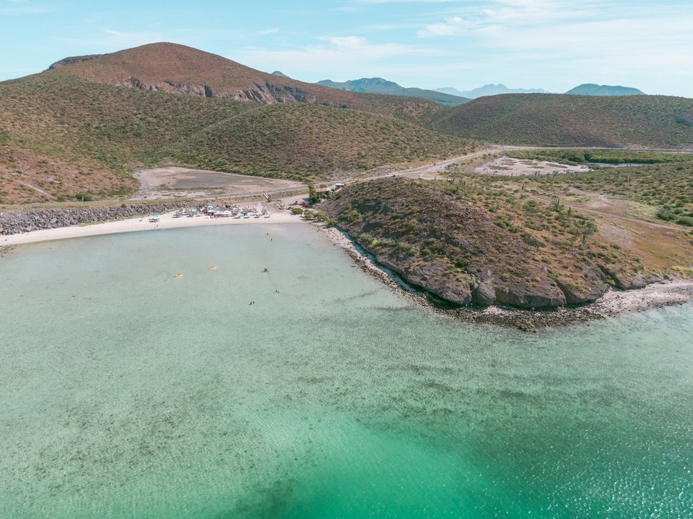 rugged coastline of Playa Tesoro in La Paz Mexico