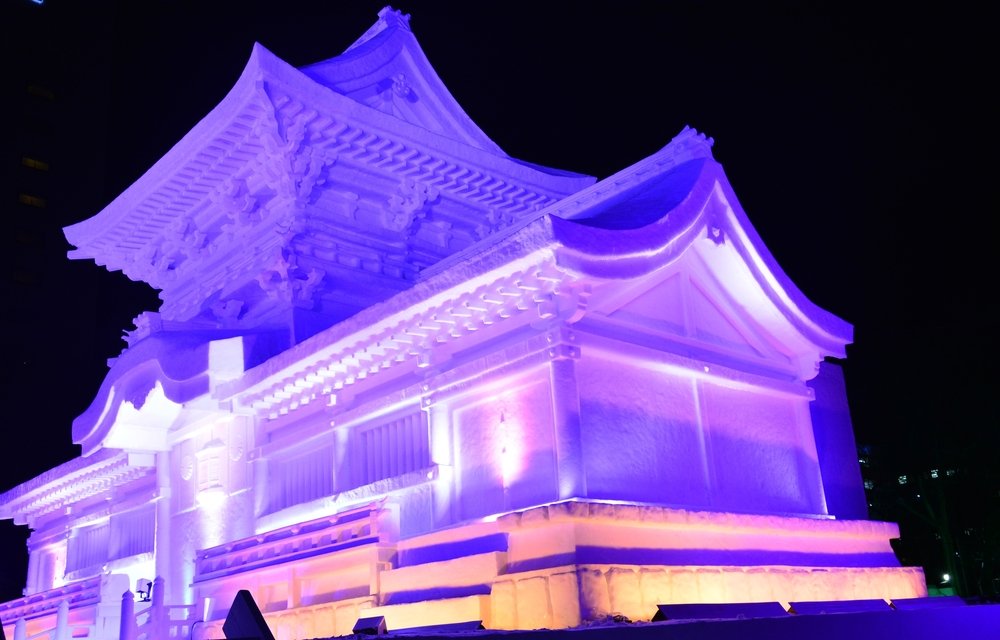 snow sculpture of a castle in Japan
