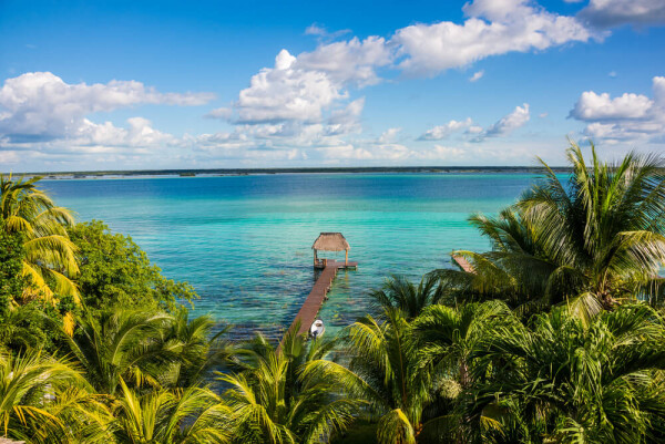 Blue skies and sea of the Yucatan Beaches