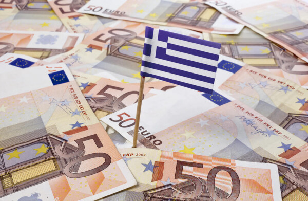 Greek flag and euros