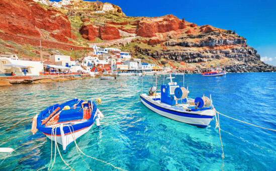 clear waters with two boats